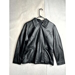 Shaver Lake Leather Jacket Womens Medium Black Full Zip Water Resistance Winter